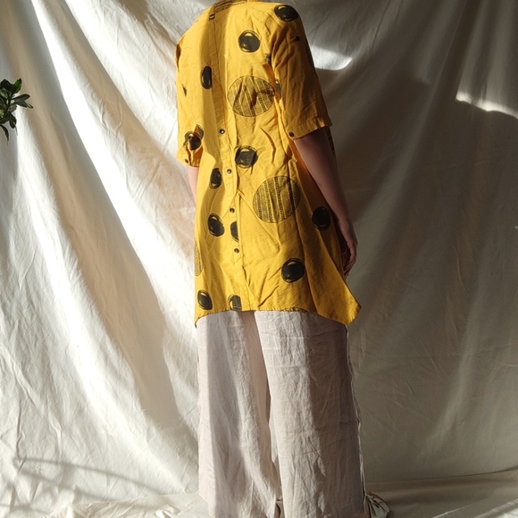 Afrocentric Mustard Yellow Tunic Blouse - Picture 2 of 8